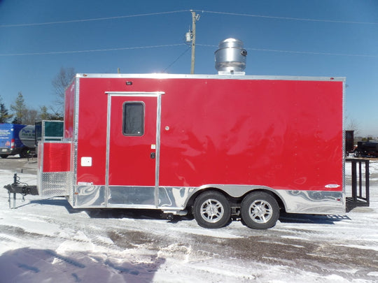 Concession Trailer 8.5x16 Red Food Catering Event