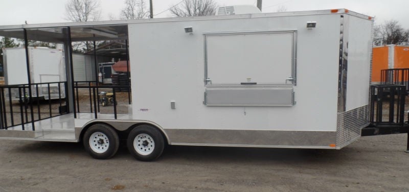 8.5' x 22' Concession Trailer White BBQ Vending