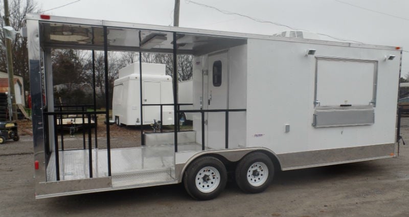 8.5' x 22' Concession Trailer White BBQ Vending