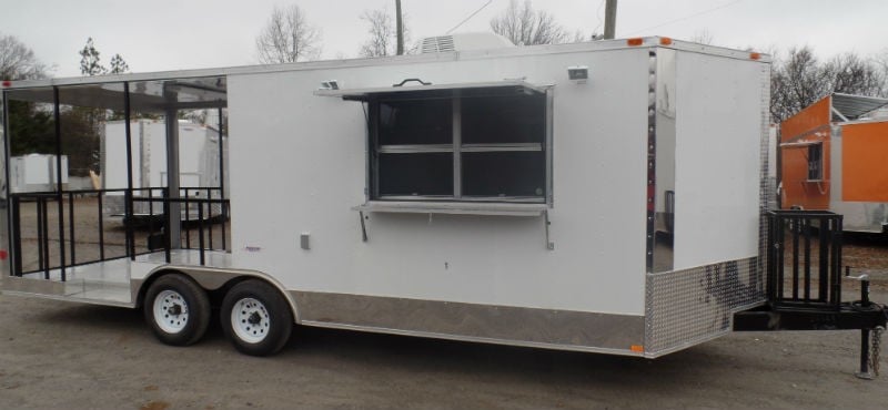 8.5' x 22' Concession Trailer White BBQ Vending