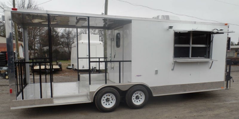 8.5' x 22' Concession Trailer White BBQ Vending