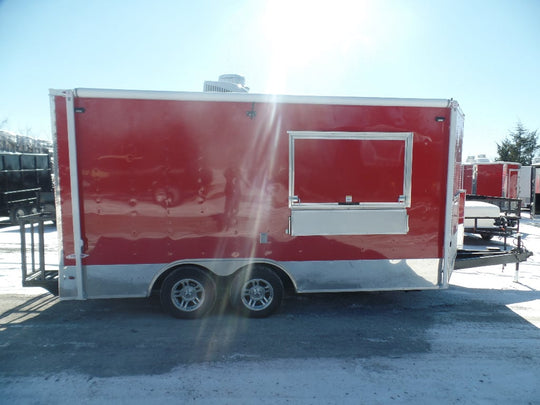 Concession Trailer 8.5x16 Red Food Catering Event