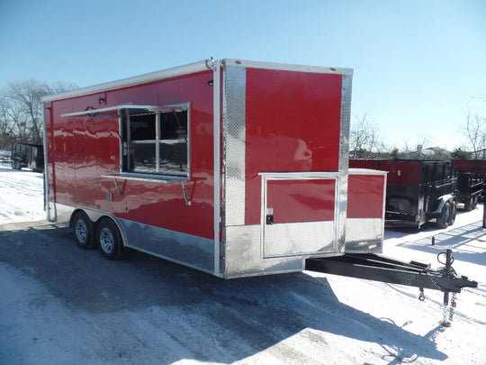 Concession Trailer 8.5x16 Red Food Catering Event