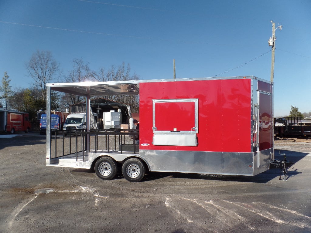 8.5' x 20' Concession Food Trailer Red BBQ