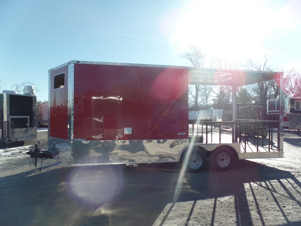 8.5' x 20' Concession Food Trailer Red BBQ