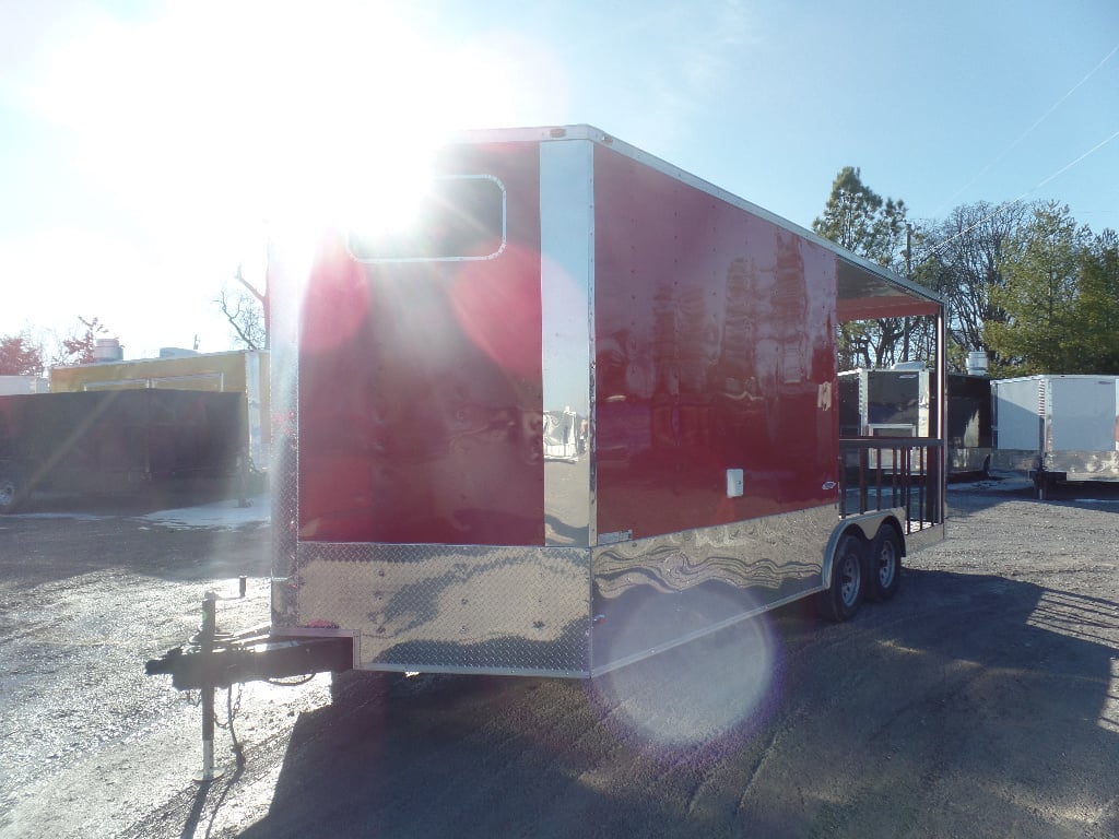 8.5' x 20' Concession Food Trailer Red BBQ