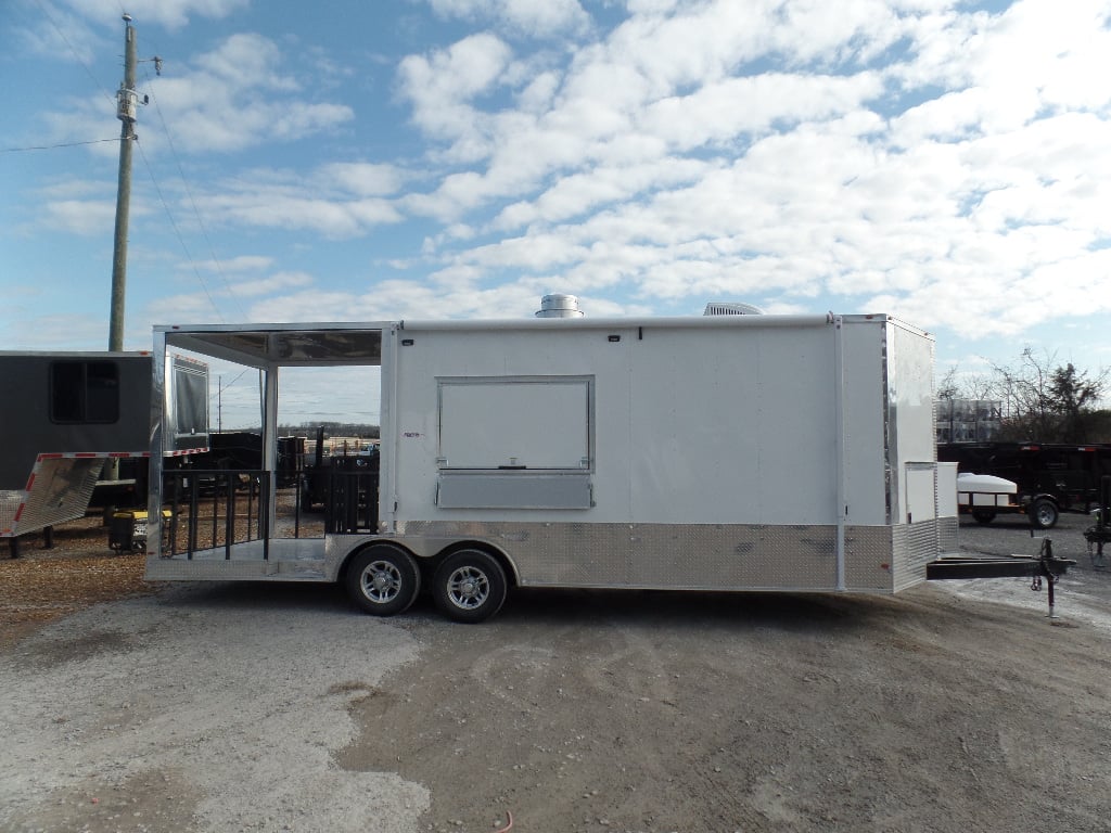 8.5' x 24' Concession Trailer White BBQ Catering Event Food