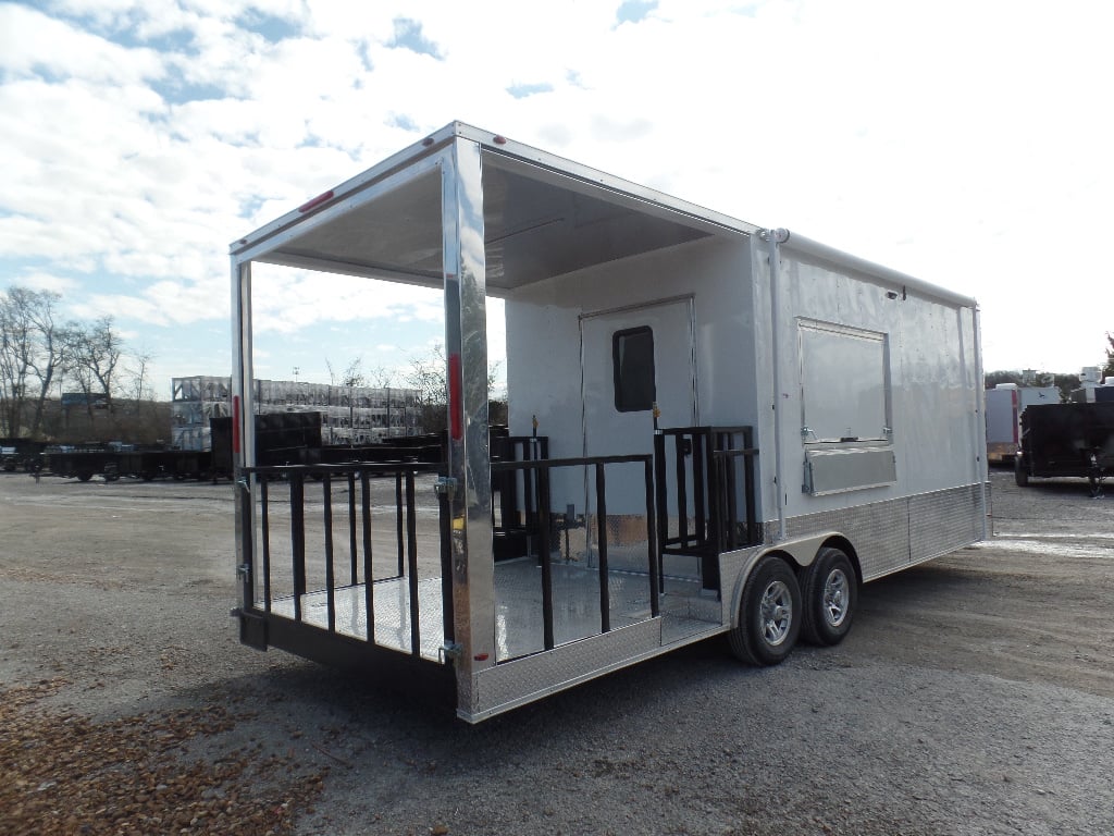 8.5' x 24' Concession Trailer White BBQ Catering Event Food