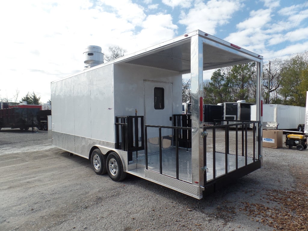 8.5' x 24' Concession Trailer White BBQ Catering Event Food