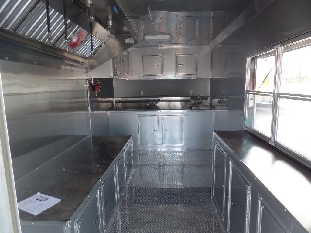 8.5' x 24' Concession Trailer White BBQ Catering Event Food