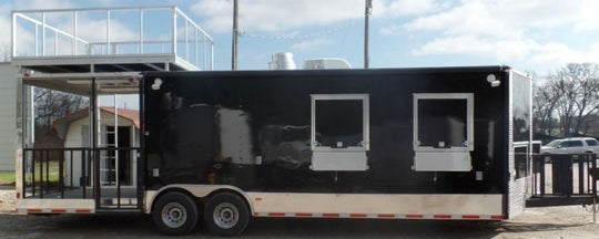 8.5' x 28' Concession Food Trailer Black Event Catering