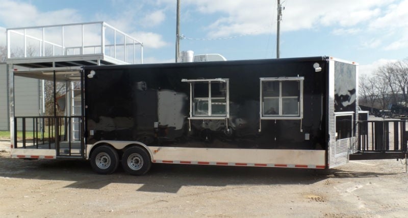 8.5' x 28' Concession Food Trailer Black Event Catering