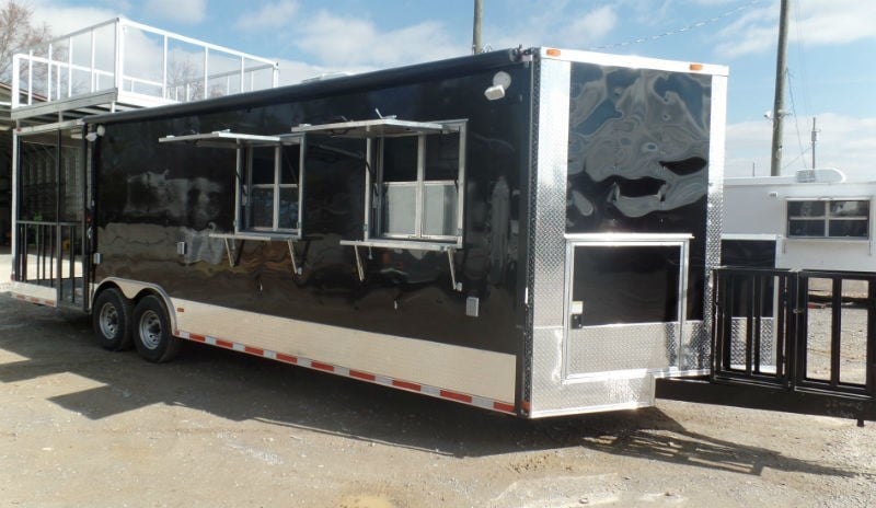 8.5' x 28' Concession Food Trailer Black Event Catering