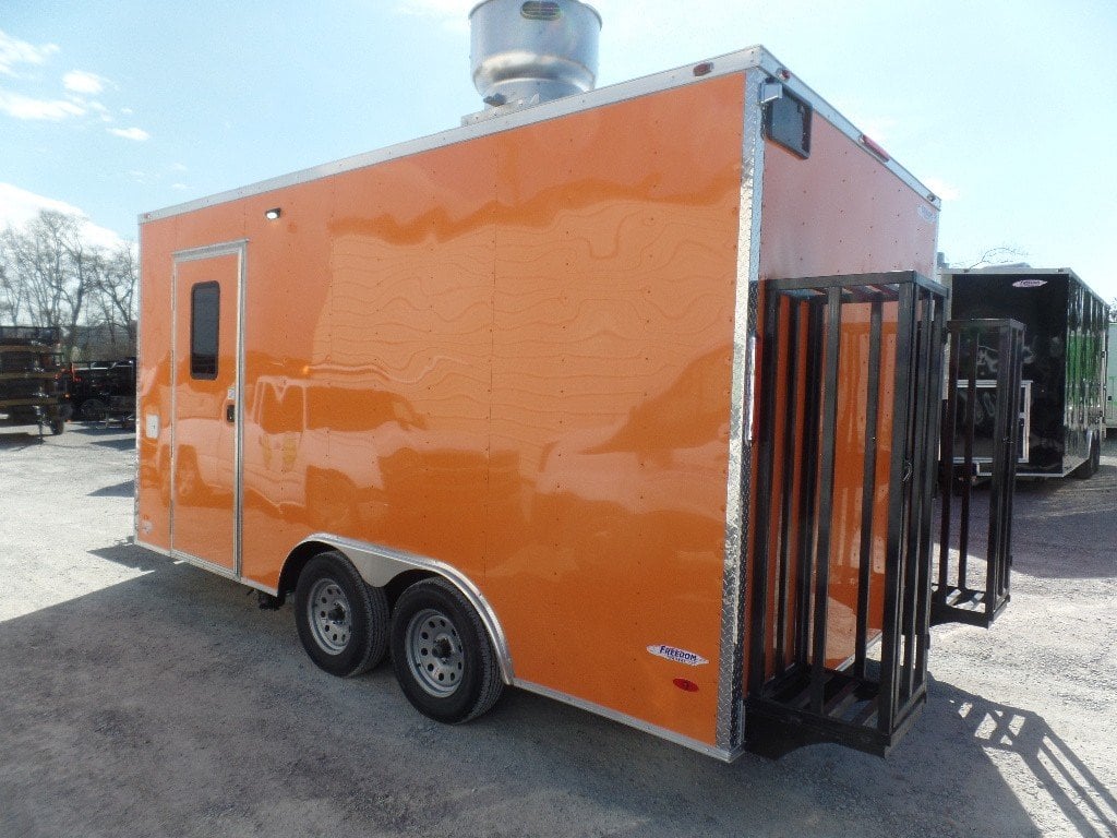 8.5' x 16' Orange Food Vending Concession Trailer