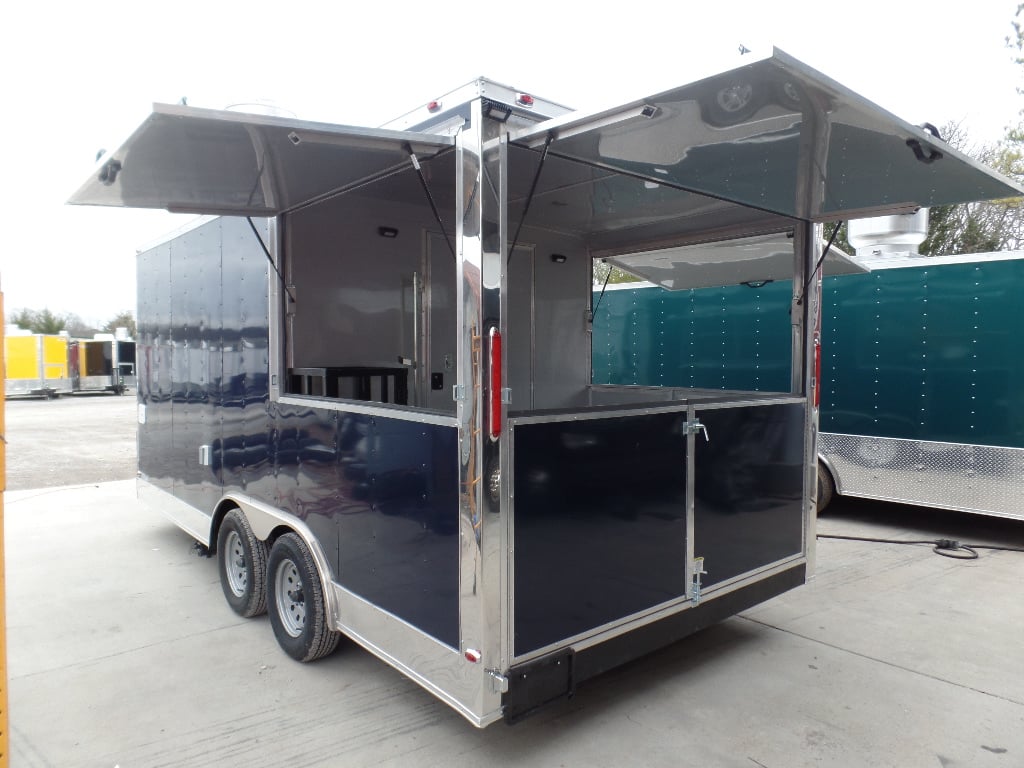 8.5' x 17' Concession Trailer Indigo Blue BBQ Catering Event Food