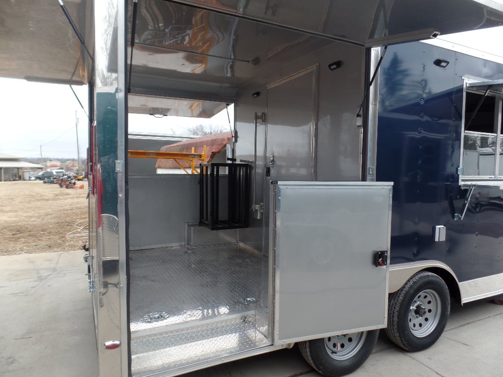 8.5' x 17' Concession Trailer Indigo Blue BBQ Catering Event Food