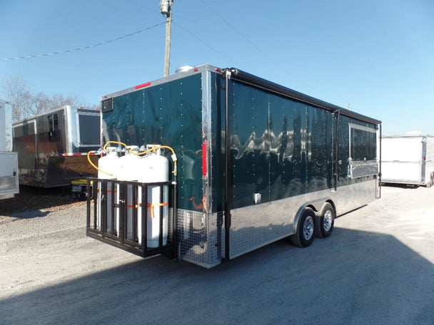 8.5' x 24' Concession Food Trailer Emerald Green With Appliances