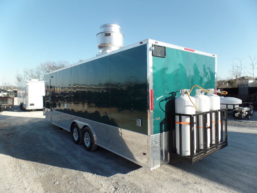 8.5' x 24' Concession Food Trailer Emerald Green With Appliances