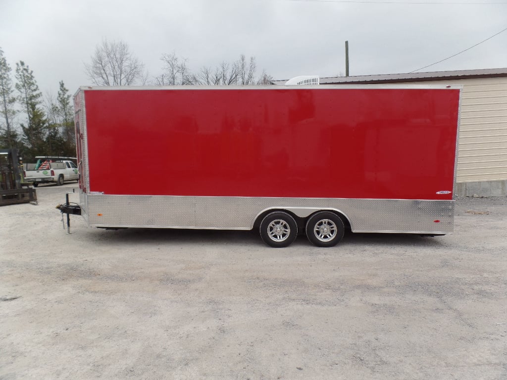 8.5' x 22' Custom Red Ticket Booth Trailer