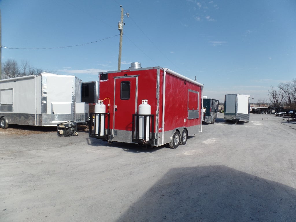 8.5' x 16' Concession Food Victory Red Trailer With Appliances