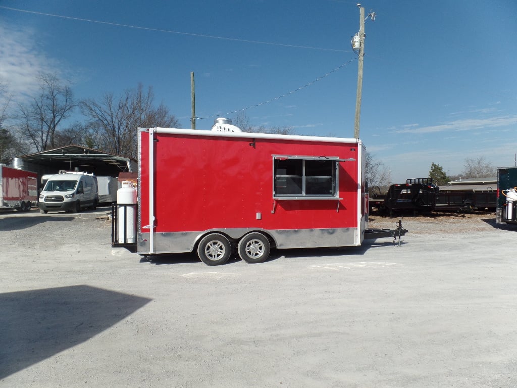 8.5' x 16' Concession Food Victory Red Trailer With Appliances