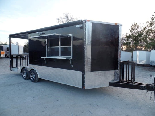 8.5' x 20' Concession Food Trailer Black BBQ Event Catering