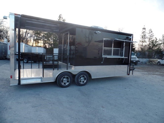 8.5' x 20' Concession Food Trailer Black BBQ Event Catering