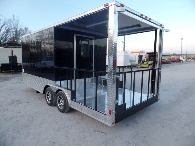 8.5' x 20' Concession Food Trailer Black BBQ Event Catering