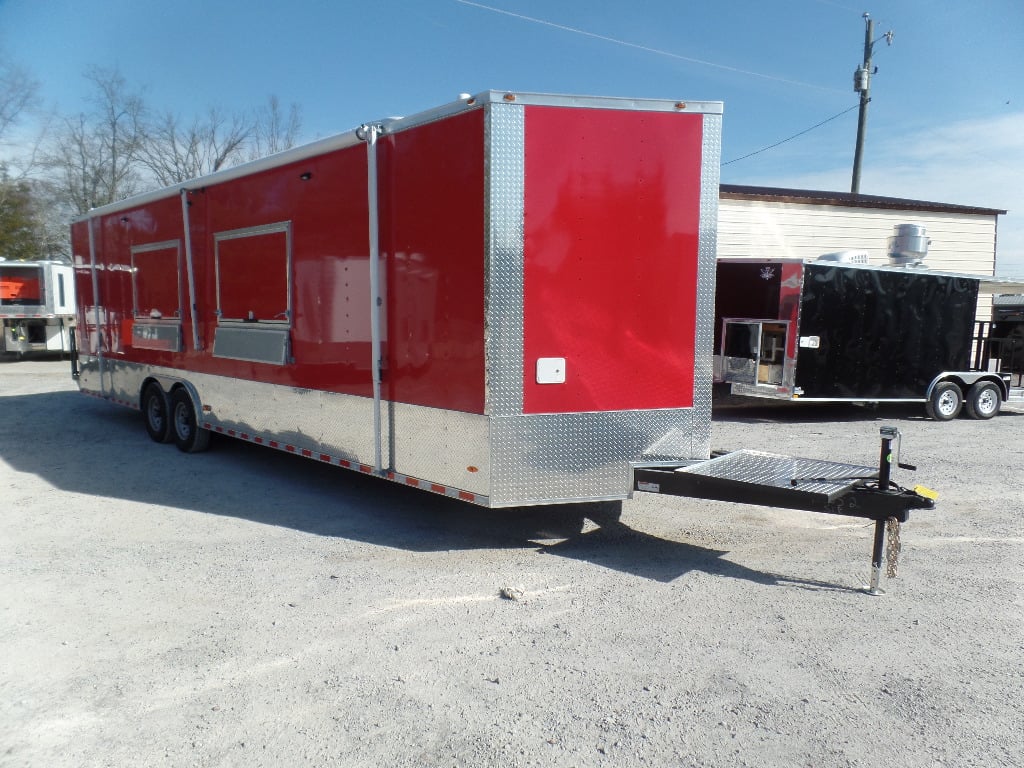 8.5' x 30' Victory Red Concession Food Trailer with Restroom