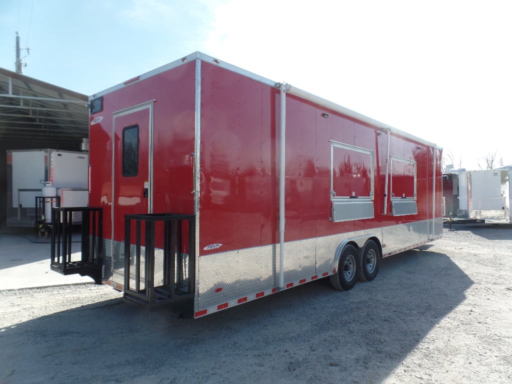 8.5' x 30' Victory Red Concession Food Trailer with Restroom