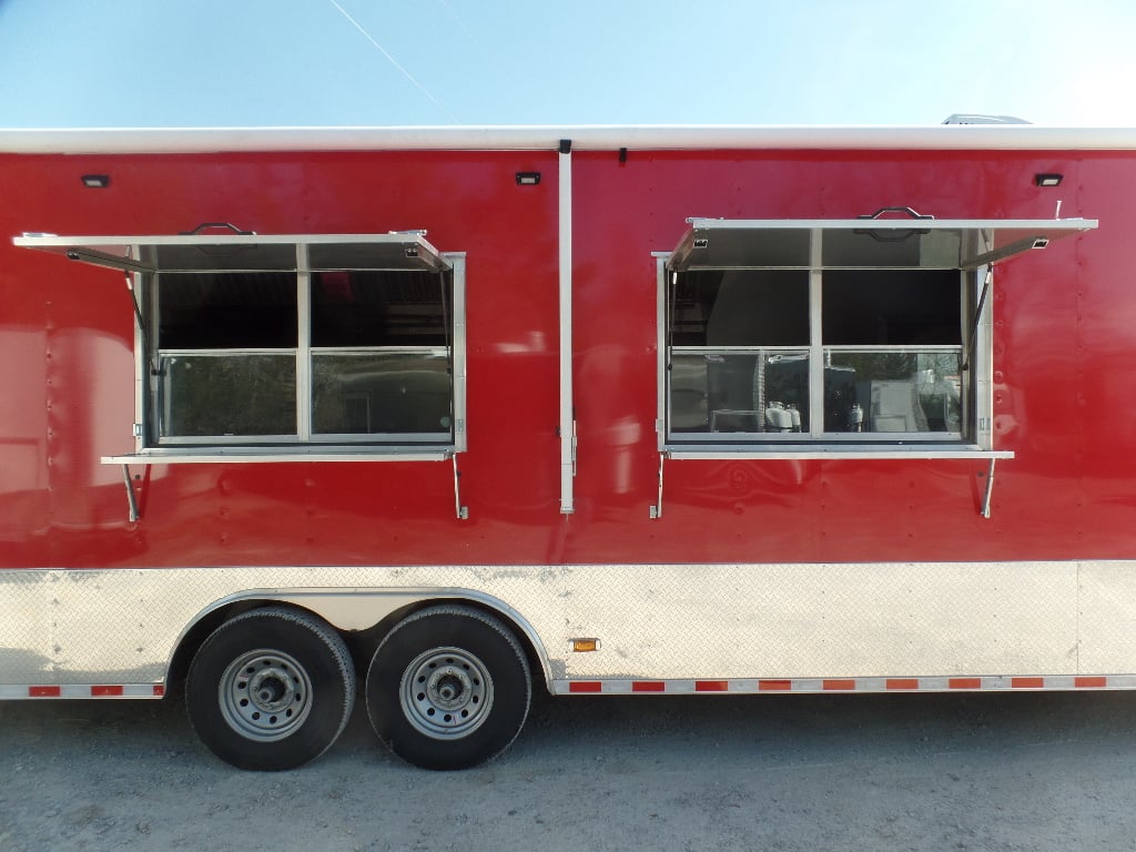 8.5' x 30' Victory Red Concession Food Trailer with Restroom