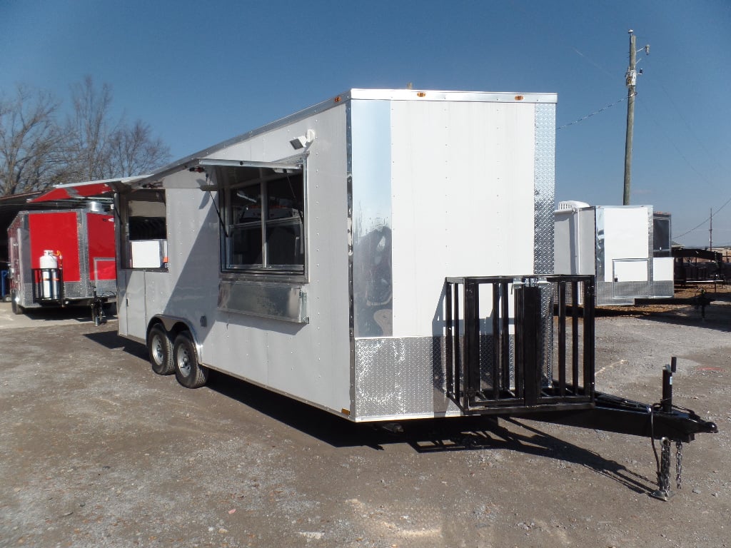 8.5' x 20' Concession Food Trailer White BBQ Event Catering