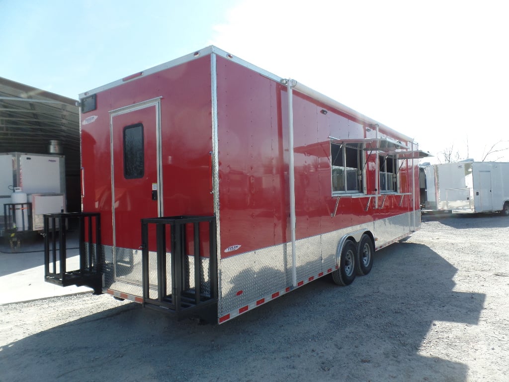 8.5' x 30' Victory Red Concession Food Trailer with Restroom