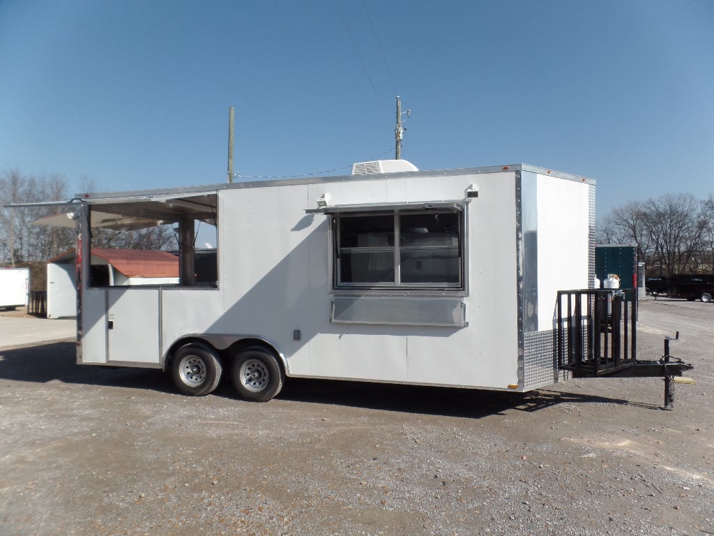 8.5' x 20' Concession Food Trailer White BBQ Event Catering