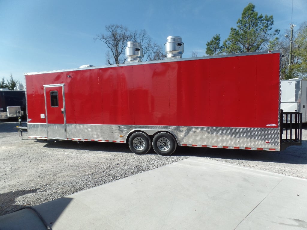 8.5' x 30' Victory Red Concession Food Trailer with Restroom