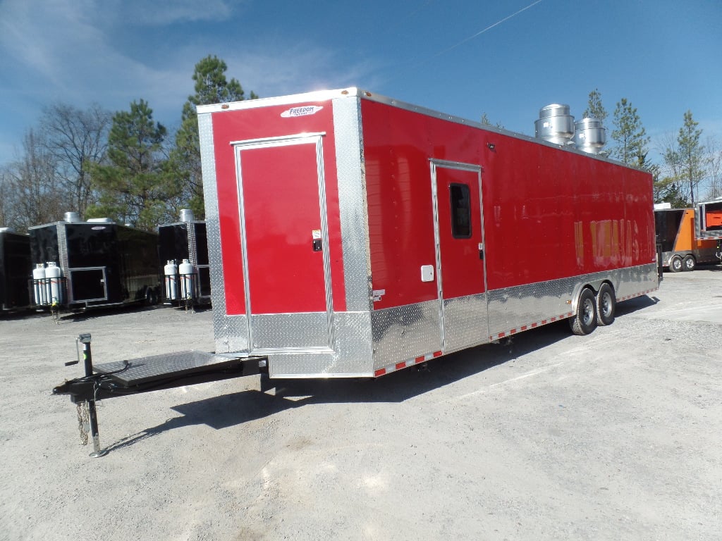 8.5' x 30' Victory Red Concession Food Trailer with Restroom