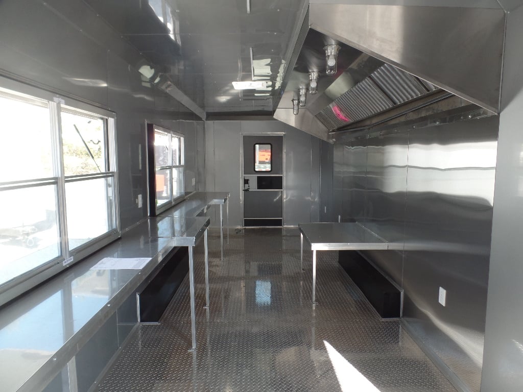 8.5' x 30' Victory Red Concession Food Trailer with Restroom