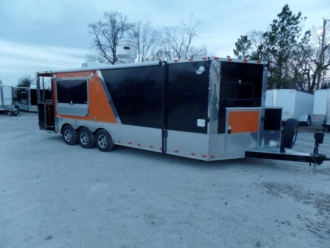 8.5' x 24' Concession Food Trailer Orange / Black Event Catering