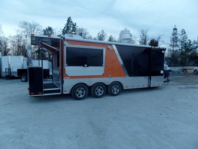 8.5' x 24' Concession Food Trailer Orange / Black Event Catering