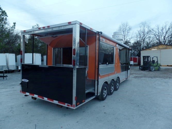 8.5' x 24' Concession Food Trailer Orange / Black Event Catering