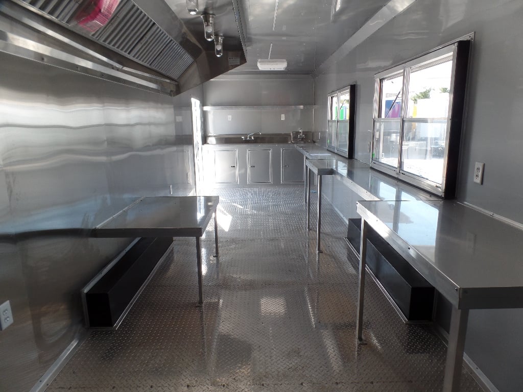 8.5' x 30' Victory Red Concession Food Trailer with Restroom