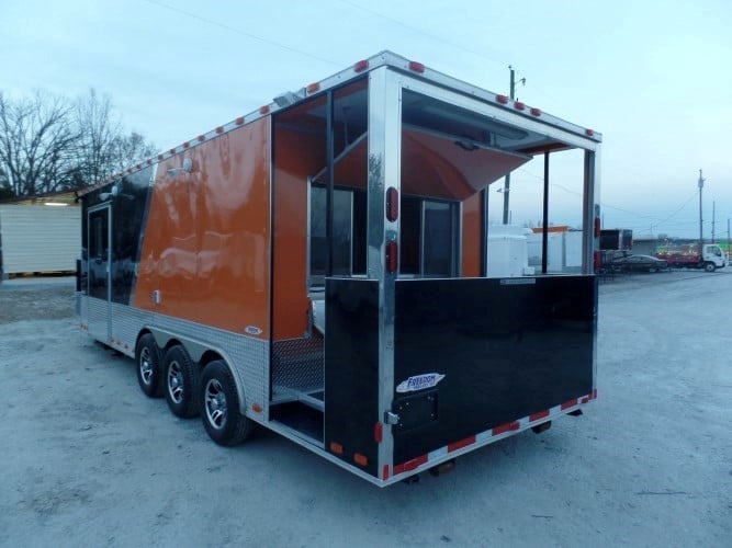 8.5' x 24' Concession Food Trailer Orange / Black Event Catering