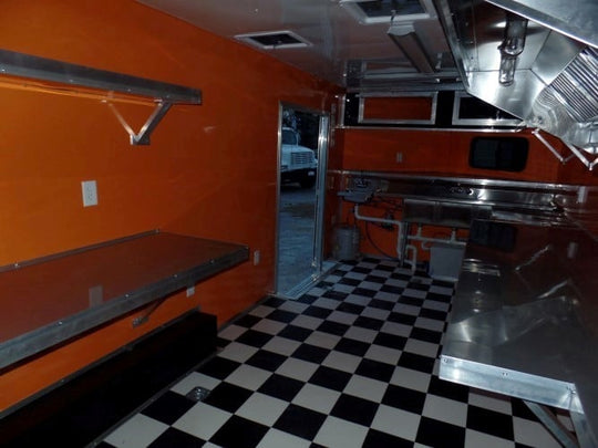 8.5' x 24' Concession Food Trailer Orange / Black Event Catering