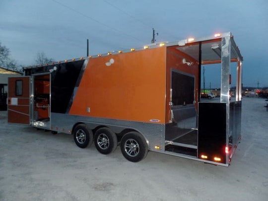 8.5' x 24' Concession Food Trailer Orange / Black Event Catering