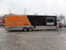 8.5' x 30' Black and Orange Porch Style Concession Food Trailer with Restroom