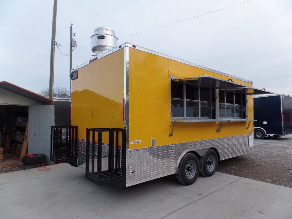 8.5' x 18' Concession Food Trailer Yellow Event Catering