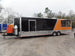 8.5' x 30' Black and Orange Porch Style Concession Food Trailer with Restroom