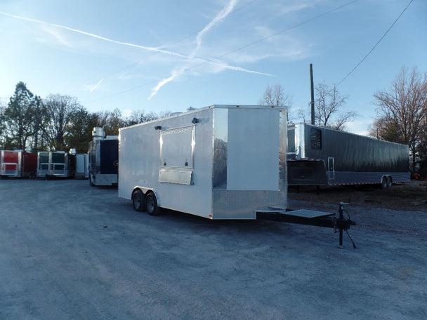 8.5' x 18' Concession Food Trailer White With Appliances