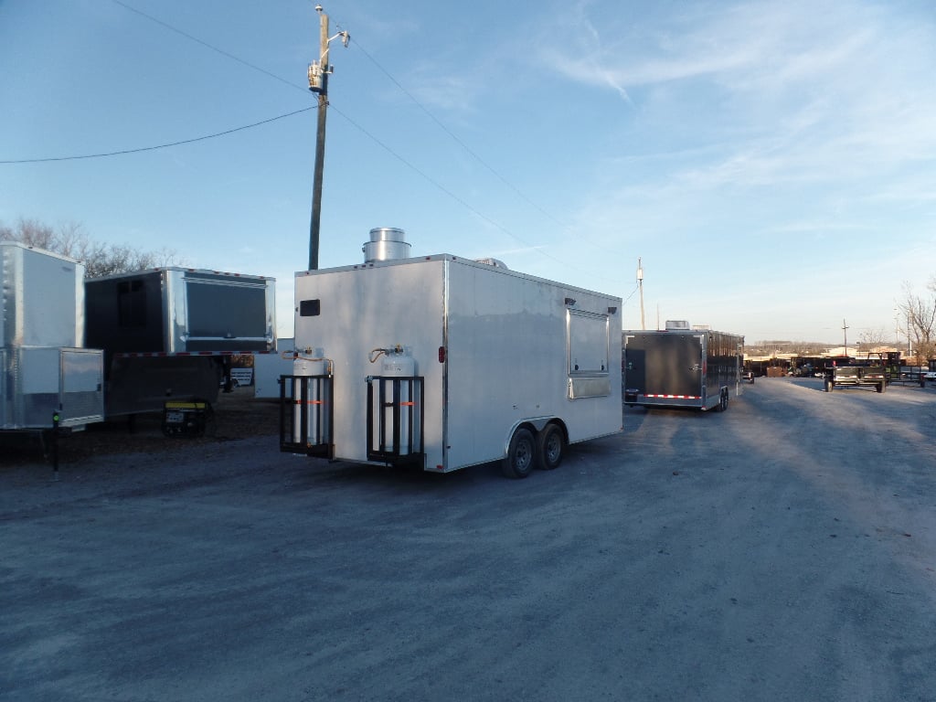 8.5' x 18' Concession Food Trailer White With Appliances