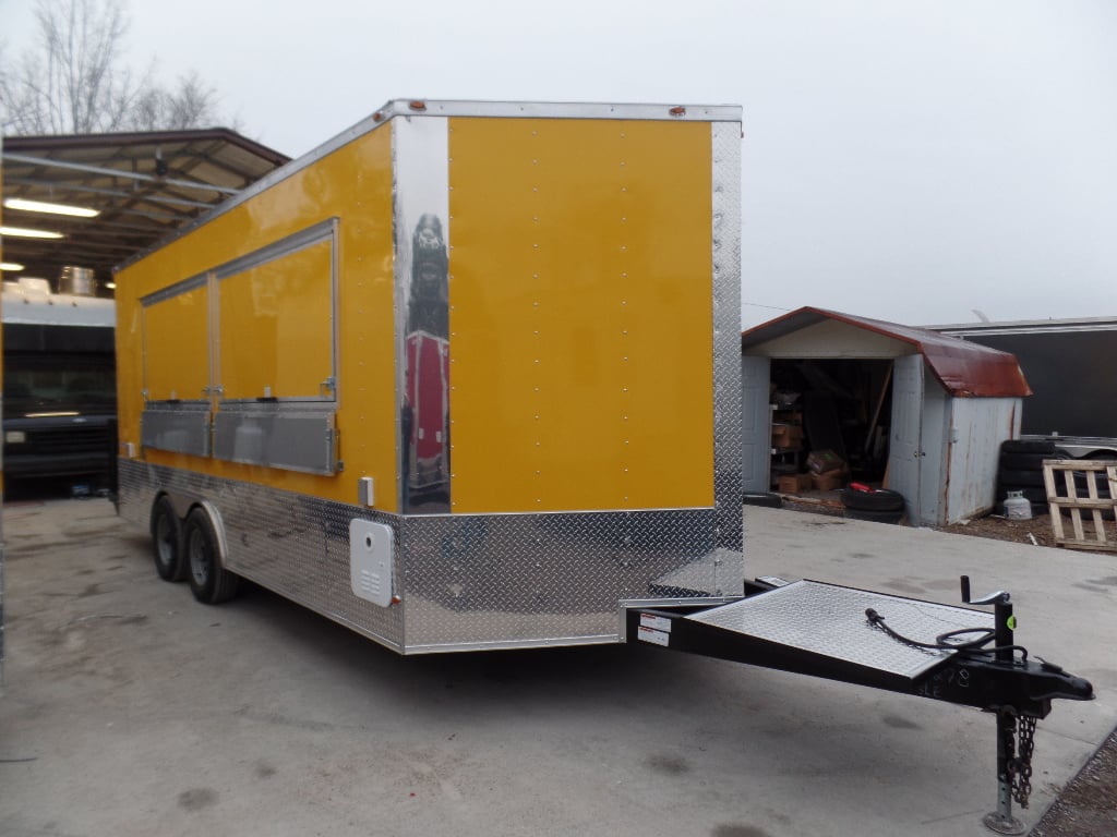 8.5' x 18' Concession Food Trailer Yellow With Appliances